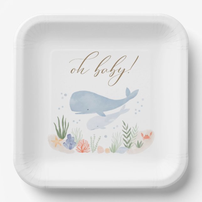 Plato De Papel Oh Baby Under Sea Baby Shower (Anverso)