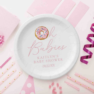Plato De Papel Oh bebés Donut Rprinkle Chicas gemelos Baby Shower