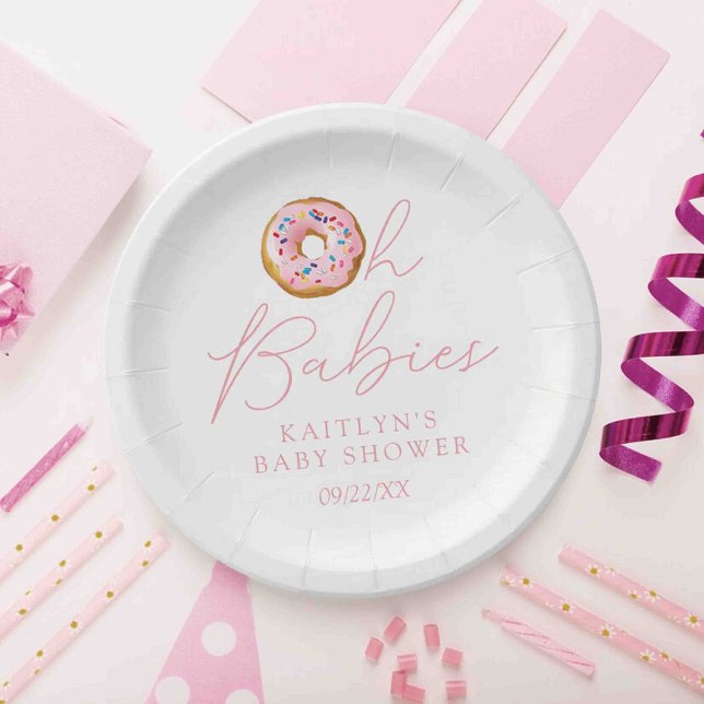 Plato De Papel Oh bebés Donut Rprinkle Chicas gemelos Baby Shower (Subido por el creador)