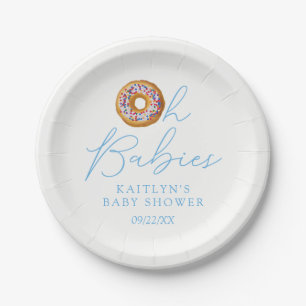 Plato De Papel Oh bebés Donut Sprinkle Twins Boys Baby Shower