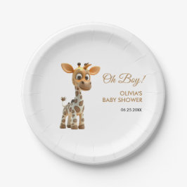 Plato De Papel Oh Boy Baby Giraffe Cute Boy Baby Shower