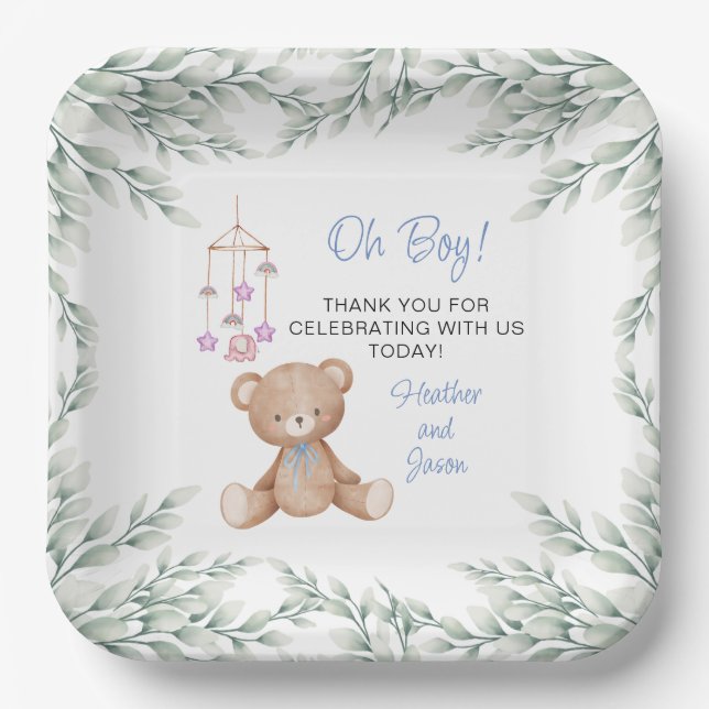 Plato De Papel Oh Boy Baby Shower Placas de papel (Anverso)