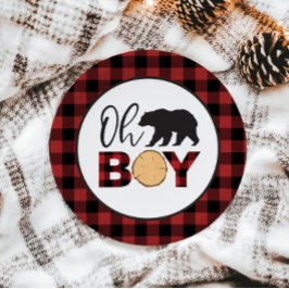Plato De Papel Oh Boy Bear Buffalo Plantado Baby Shower
