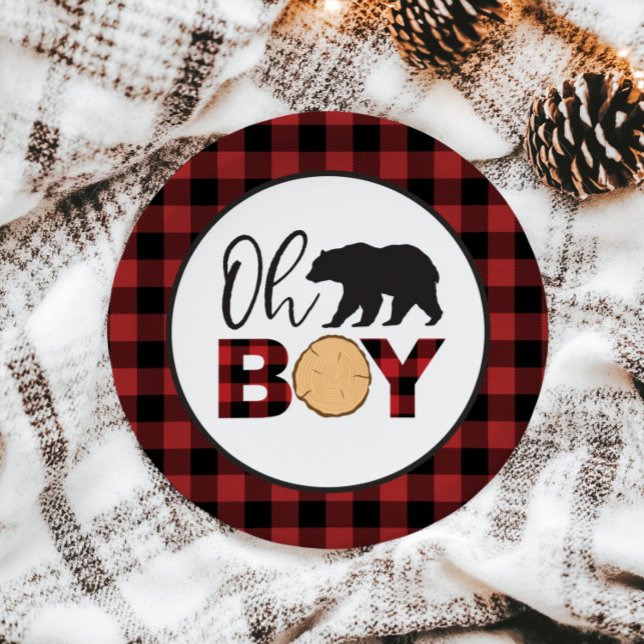 Plato De Papel Oh Boy Bear Buffalo Plantado Baby Shower (Subido por el creador)