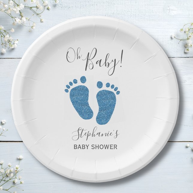 Plato De Papel Oh Boy Blue Feet Baby Shower (Subido por el creador)