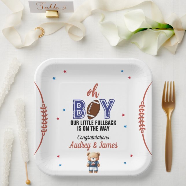 Plato De Papel Oh Boy Football Theme Baby Shower (Boda)