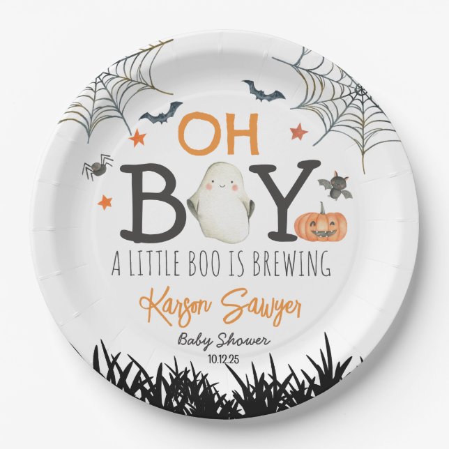 Plato De Papel Oh Boy Halloween Placas de papel (Anverso)