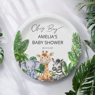 Plato De Papel Oh Boy Jungle Safari Baby Shower Tropical Paper Pl