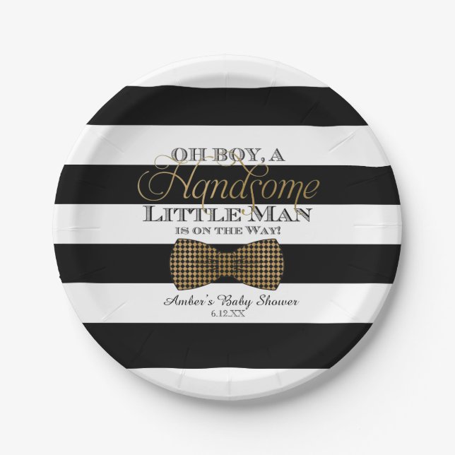 Plato De Papel Oh Boy Little Man Paper Plates (Anverso)