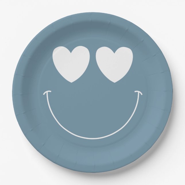 Plato De Papel Oh Boy! Modern Groovy Happy Face Baby Shower (Anverso)