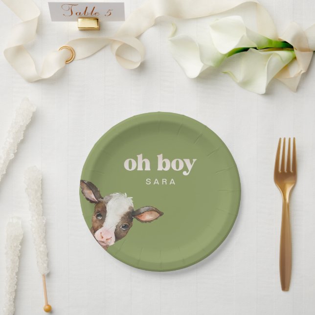 Plato De Papel Oh Boy Moss Green Baby Shower (Boda)