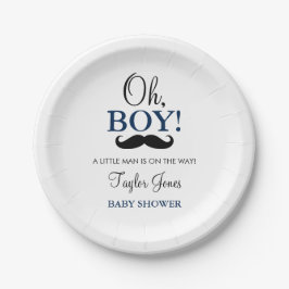 Plato De Papel Oh Boy Mustache Placas de papel Baby Shower