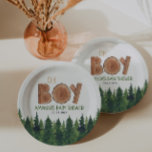 Plato De Papel Oh Boy - Rustic Boy Woodland Baby Shower<br><div class="desc">Rustic Boy Woodland - "oh boy boy" niño chile de papel de ducha</div>