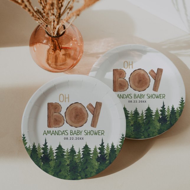 Plato De Papel Oh Boy - Rustic Boy Woodland Baby Shower (Subido por el creador)