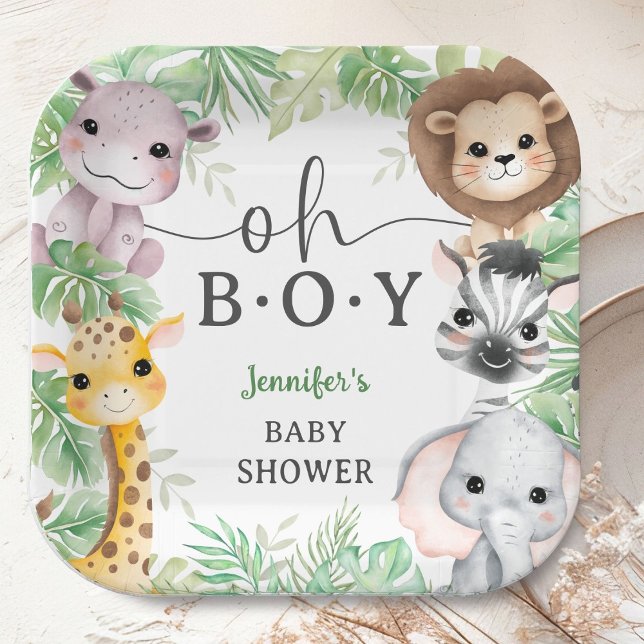Plato De Papel Oh Boy Safari Animals Baby Shower Jungle (Subido por el creador)