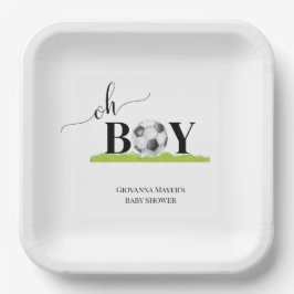 Plato De Papel Oh Boy Soccer Boy Baby Shower