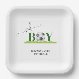 Plato De Papel Oh Boy Soccer Boy Baby Shower