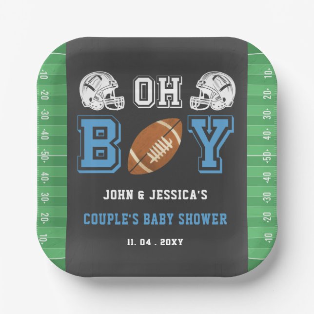 Plato De Papel Oh Boy Super Bowball Football Baby Shower (Anverso)