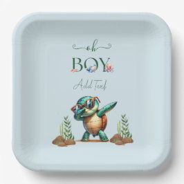 Plato De Papel Oh Boy Under the Sea Turtle Baby Shower