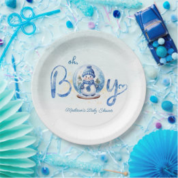 Plato De Papel Oh Boy Winter Theme Baby Shower