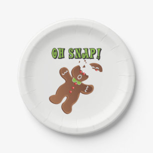 Plato De Papel ¡Oh broche! Galleta del hombre de pan de jengibre