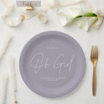 Plato De Papel oh chica Bebé guión de ducha lilac púrpura elegant<br><div class="desc">oh chica Bebé guión de ducha lavanda moderna lila púrpura elegante diseño de placa fiesta de papel.</div>