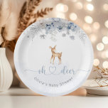 Plato De Papel Oh ciervo es un niño ducha de bebé azul de inviern<br><div class="desc">Oh ciervo es un niño ducha de bebé azul de invierno Papel Placas de juego están disponibles.</div>
