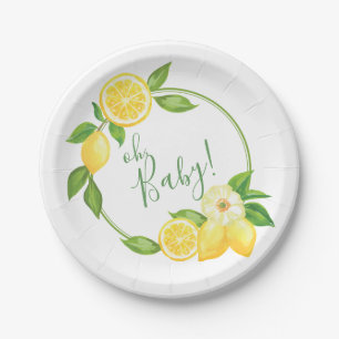 Plato De Papel Oh Citrus Lemon Floral Lemón Pap