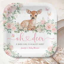 Oh Deer Baby Shower Chica Papel rosa