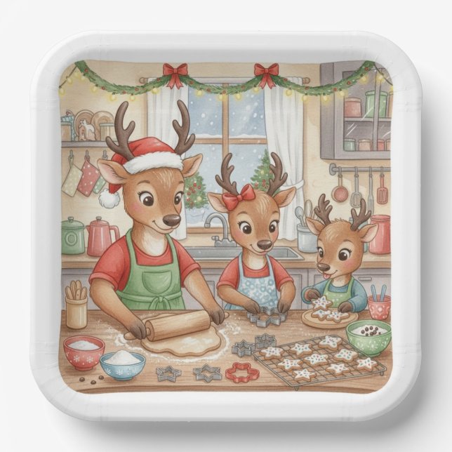 Plato De Papel Oh Deer, Christmas Is Here! Paper Plates (Anverso)