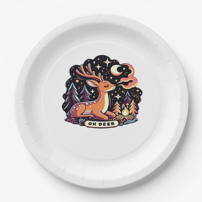 Plato De Papel Oh Deer Contemporary Graphic Vibe  (Anverso)