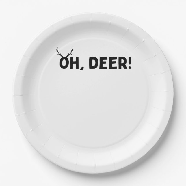 Plato De Papel Oh Deer Estética Simple (Anverso)