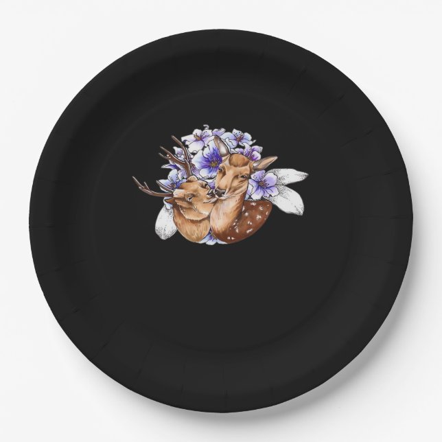 Plato De Papel Oh Deer Estilo Mínimo Limpio  (Anverso)