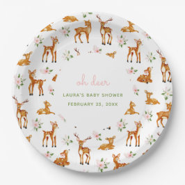 Plato De Papel Oh Deer Floral Baby Shower