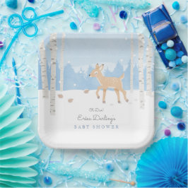 Plato De Papel Oh Deer Forest | Woodland Theme Winter Baby Shower