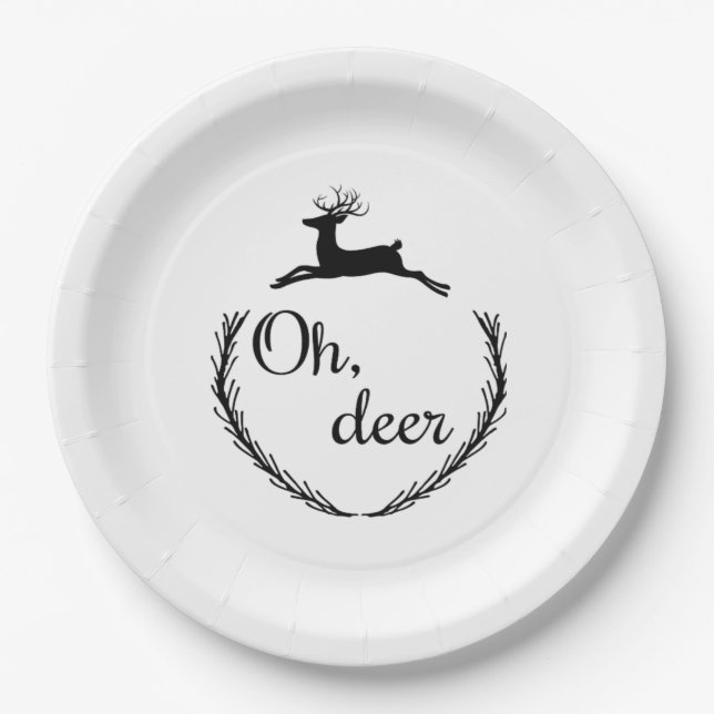 Plato De Papel Oh Deer Funny Style Design  (Anverso)