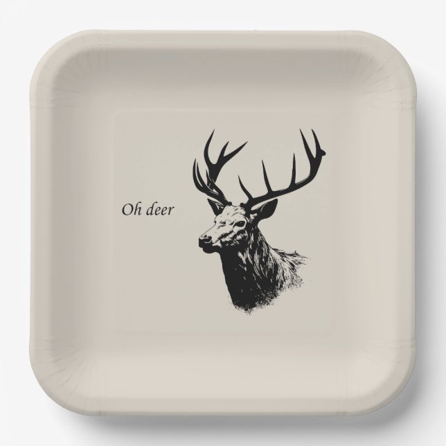 Plato De Papel Oh Deer Reindeer (Anverso)