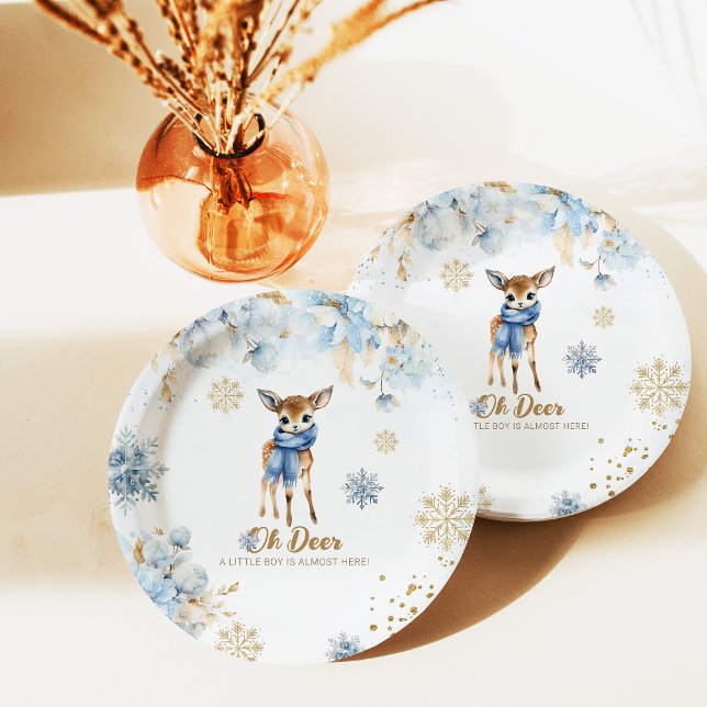 Plato De Papel Oh Deer Winter Baby Shower (Subido por el creador)