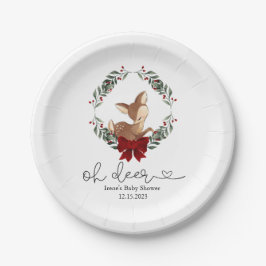 Plato De Papel Oh Deer Winter Greenery Baby Shower