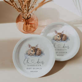 Plato De Papel Oh Deer Woodland Winter Baby Shower