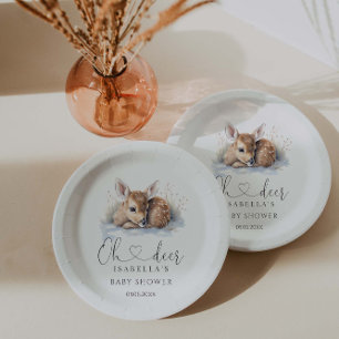 Plato De Papel Oh Deer Woodland Winter Baby Shower