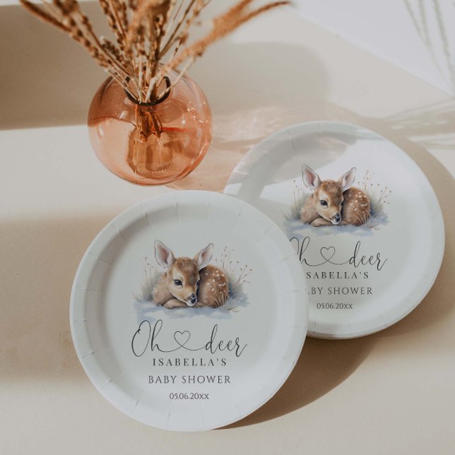 Plato De Papel Oh Deer Woodland Winter Baby Shower (Subido por el creador)