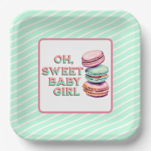 Plato De Papel Oh Dulce Bebé Macaron Tema Baby Shower