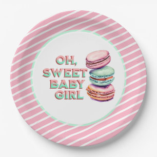 Plato De Papel Oh Dulce Bebé Macaron Tema Baby Shower