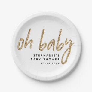 Plato De Papel Oh encanto simplemente elegante Baby Shower del
