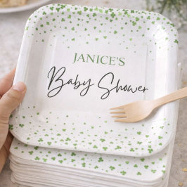 Plato De Papel Oh Girl St. Patrick's Day Baby Shower Green