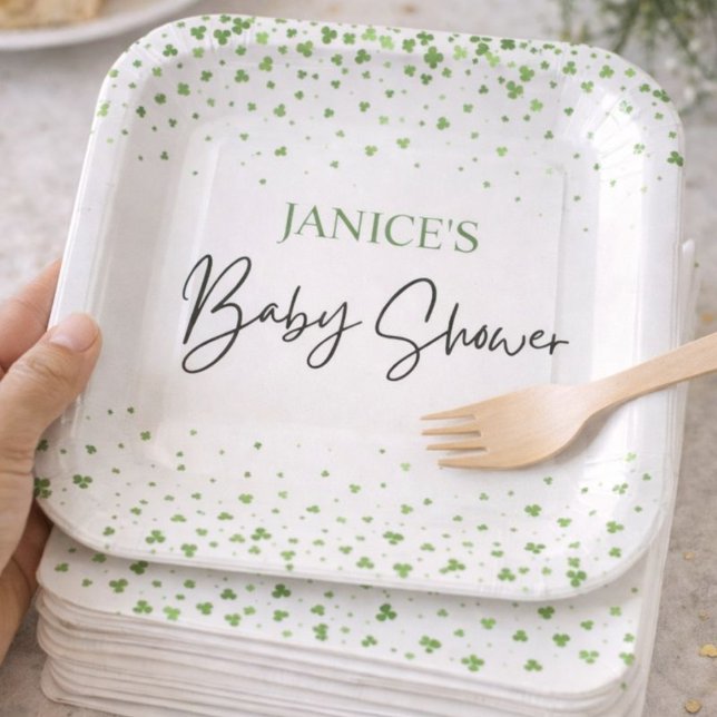Plato De Papel Oh Girl St. Patrick's Day Baby Shower Green  (Subido por el creador)