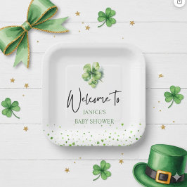 Plato De Papel Oh Girl St. Patrick's Day Baby Shower Green