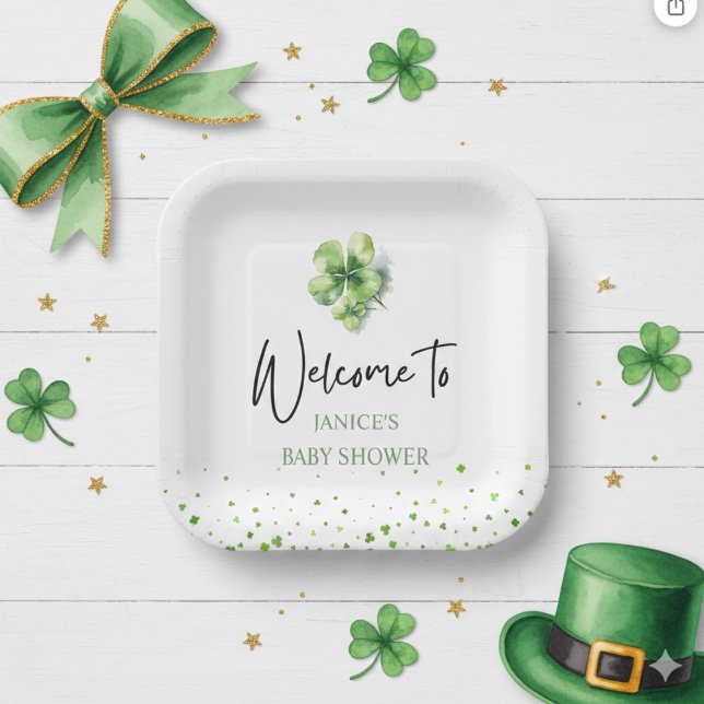 Plato De Papel Oh Girl St. Patrick's Day Baby Shower Green  (Subido por el creador)