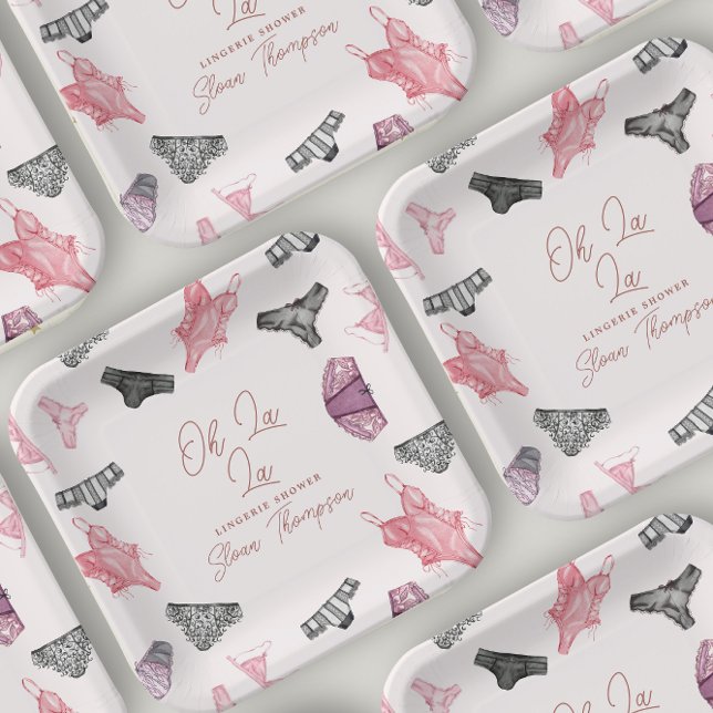 Plato De Papel Oh La Rubor Lingerie Rubor Bridal Shower (Subido por el creador)